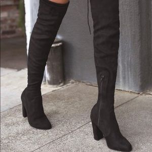 Black Suede Knee High Boots